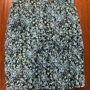 Floral Print Pencil Skirt in Black and Blue